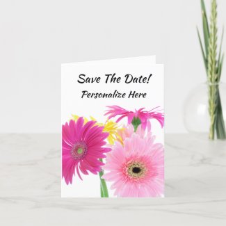 Wedding Save The Date Pink Daisy Bouquet