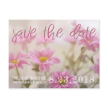 Pink Daisies Save The Date Card Romantic Flowers