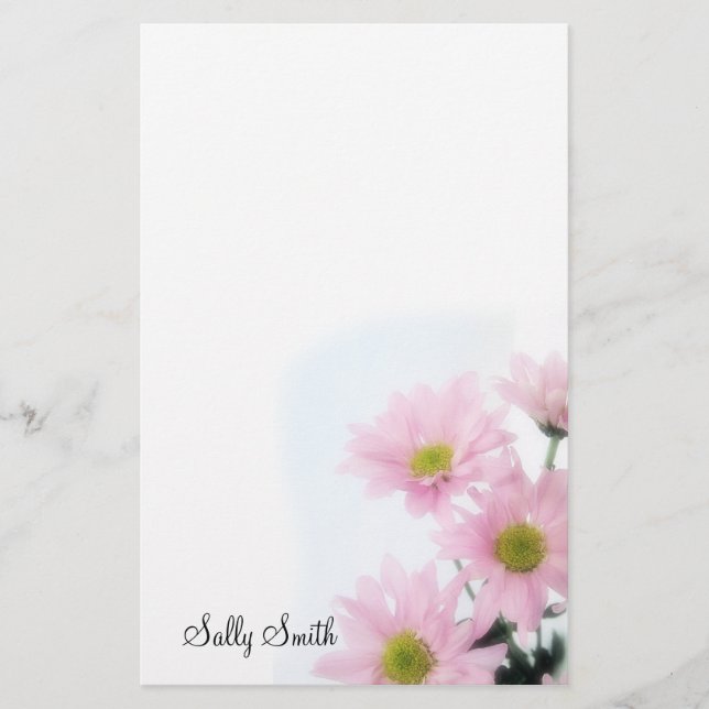 Pink Daisies Stationery - Personalize (Front)