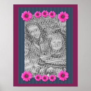 Pink Daisies Stripes Frame Create Your Own Photo Poster