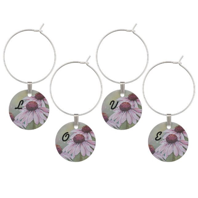 PINK DAISIES WEDDING GIFT WINE CHARM (Staggered)