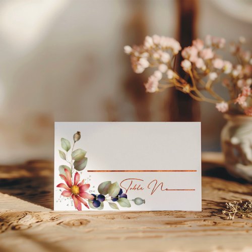 Pink Daisies Wildflower Watercolor Floral Place Card