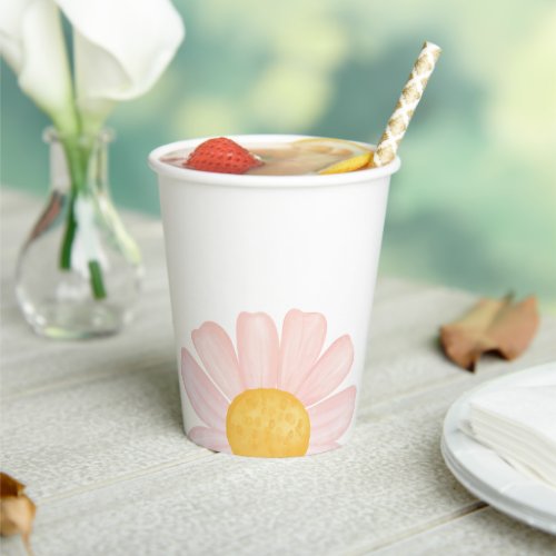 Pink Daisy 1st Birthday Party Paper Cups