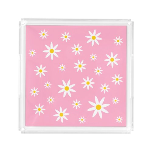 Pink Daisy Acrylic Tray