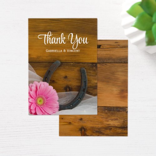 Pink Daisy and Horseshoe Western Wedding Favor Tag