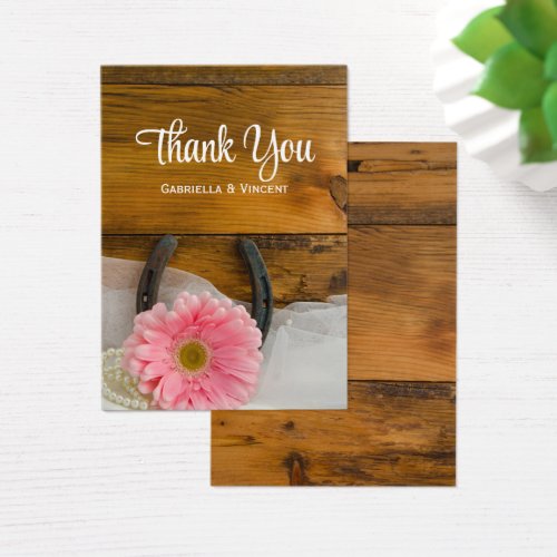 Pink Daisy and Horseshoe Western Wedding Favor Tag
