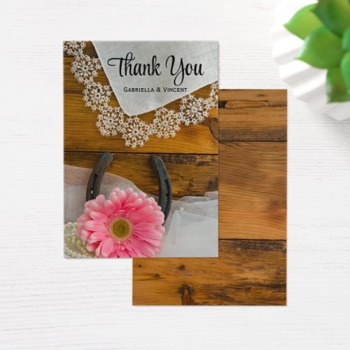 Pink Daisy and Lace Western Wedding Favor Tag