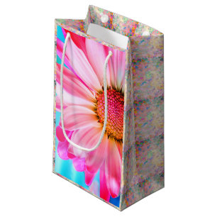 Pink daisy and polka dot gift bag