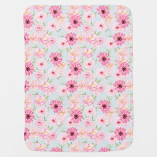 Pink Daisy and Roses Baby Blanket