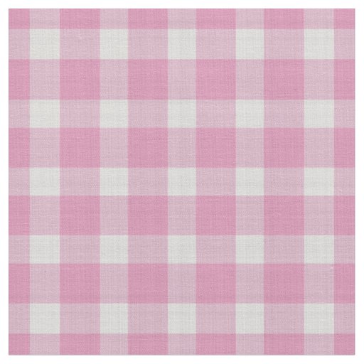 Pink Daisy and white Checkered Gingham Plaid Fabric