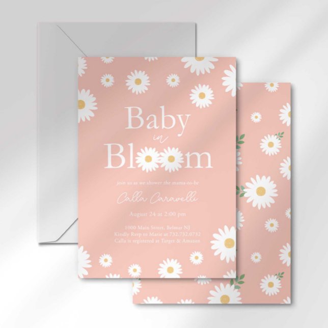 Pink Daisy Baby in Bloom Baby Shower Invitation (Creator Uploaded)