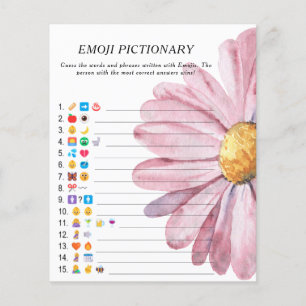 Pink daisy baby shower Emoji pictionary game