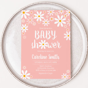 Pink Daisy Baby Shower Invitation