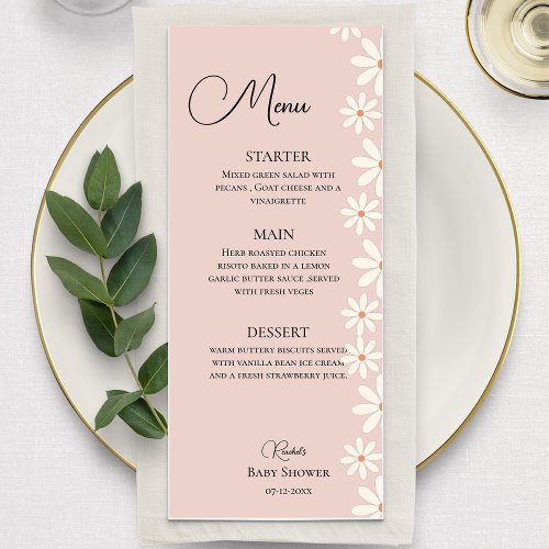 Pink Daisy Baby Shower Menu