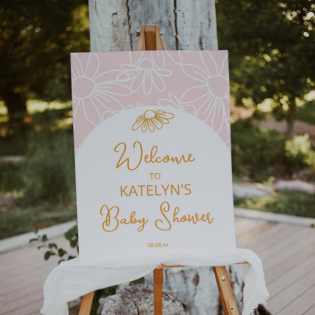 Pink Daisy Baby Shower or Birthday Welcome Sign (Creator Uploaded)