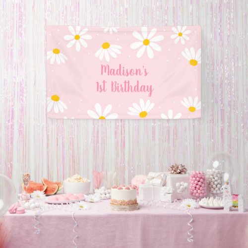 Pink Daisy Birthday Banner