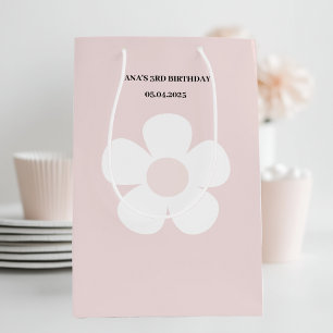 Pink Daisy Birthday  – Elegant Floral Party Medium Gift Bag