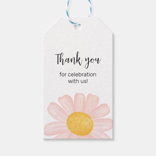 Pink Daisy Birthday Favor Tags Little Daisy Thank Gift Tags