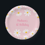 Pink Daisy Birthday Paper Plates<br><div class="desc">This adorable design features my hand drawn daisies with a pink background.</div>