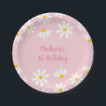 Pink Daisy Birthday Paper Plates<br><div class="desc">This adorable design features my hand drawn daisies with a pink background.</div>