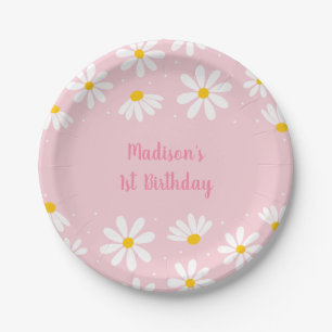 Pink Daisy Birthday Paper Plates