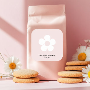 Pink Daisy Birthday Party Favor Label