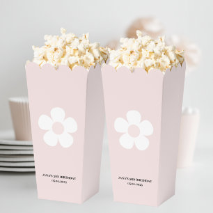 Pink Daisy Birthday Popcorn  Favor Boxes