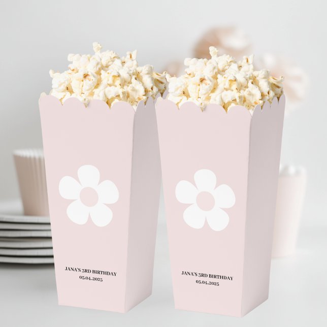 Pink Daisy Birthday Popcorn  Favor Boxes (Creator Uploaded)
