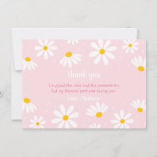 Pink Daisy Birthday Thank You Card