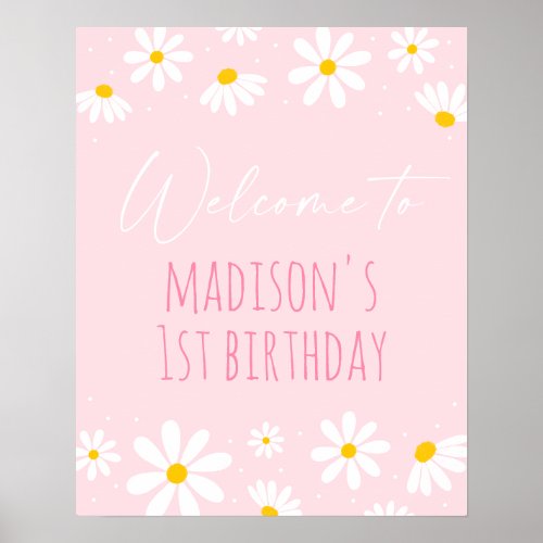 Pink Daisy Birthday Welcome Poster