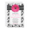 Pink Daisy Black White Floral Wedding Invitation