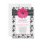 Pink Daisy Black White Floral Wedding Invitation