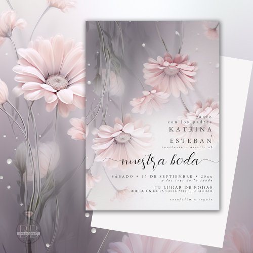 Pink Daisy  Boda rosada de la margarita Invitation