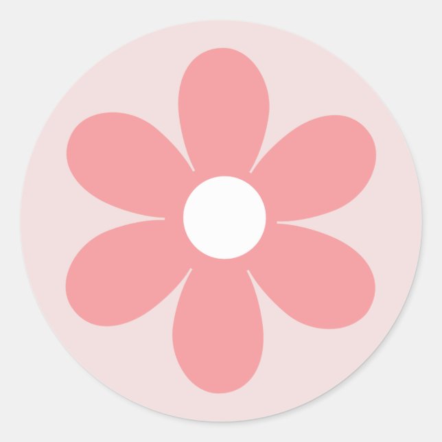 pink daisy boho floral birthday classic round sticker (Front)