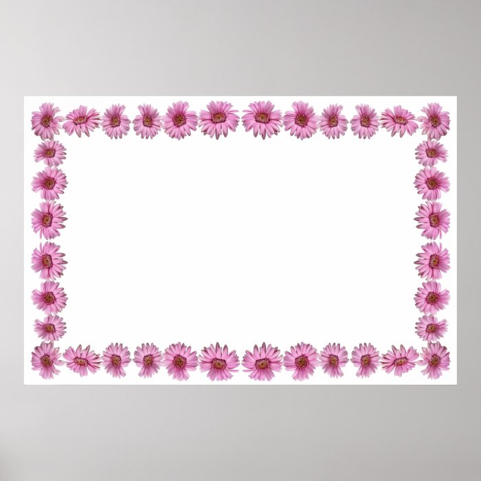 Pink Daisy Border with a Blank Field for Custom Te Poster