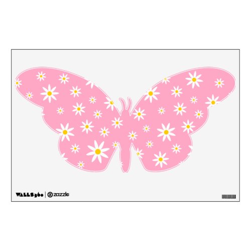 Pink Daisy Butterfly Wall Decal