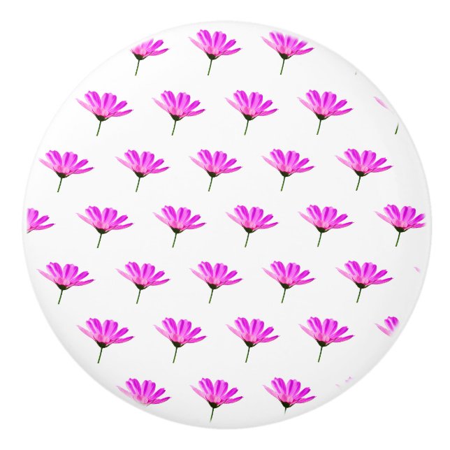 Pink Daisy Ceramic Knob (Front)