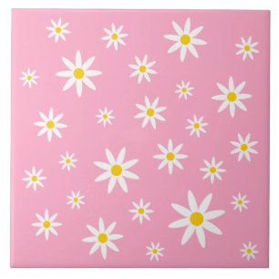 Pink Daisy Ceramic Tile
