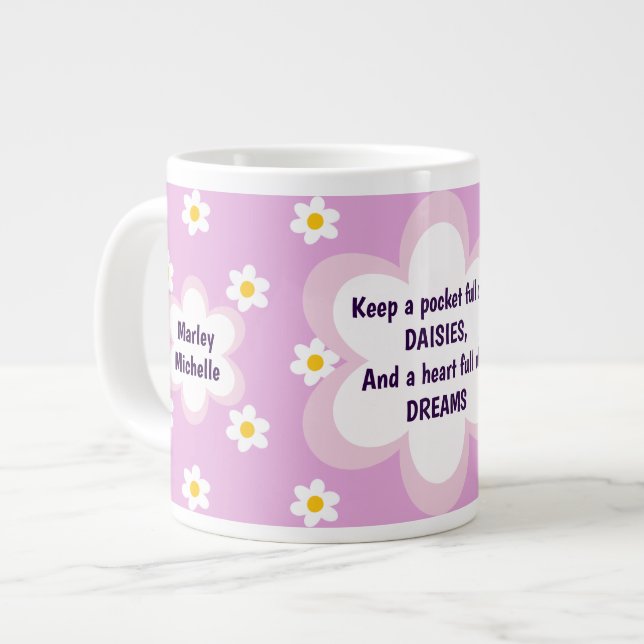 Pink Daisy-chain 20 oz Giant Coffee Mug (Front Left)