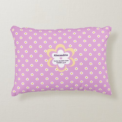 Pink Daisy-Chain Rectangle  Accent Pillow
