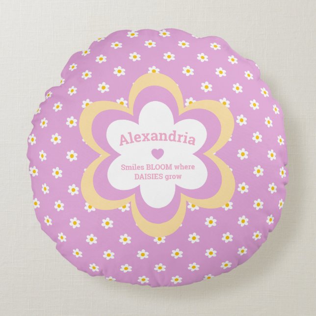 Pink Daisy-Chain Standard Round Pillow (Front)