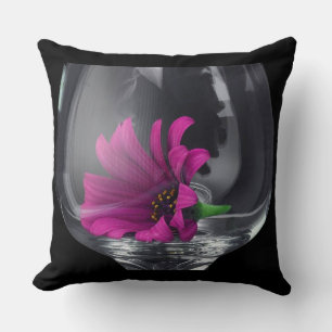 Pink Daisy Closeup In A Wine Glass Throw Pillow