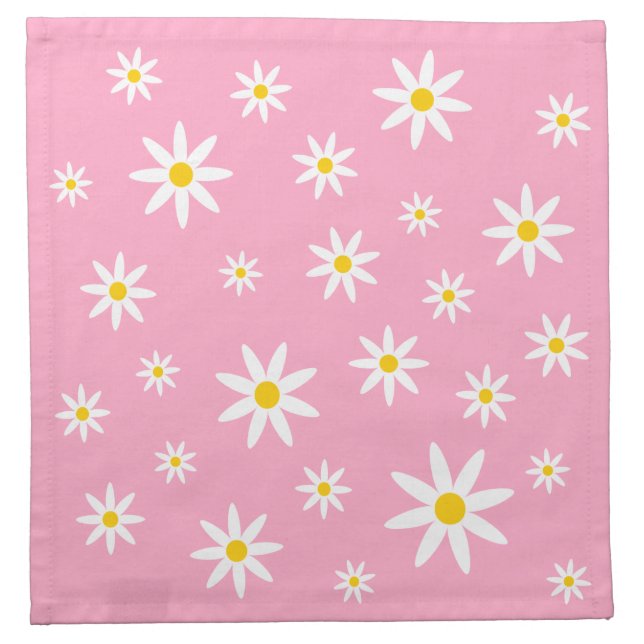 Pink Daisy Cloth Napkin (Front)
