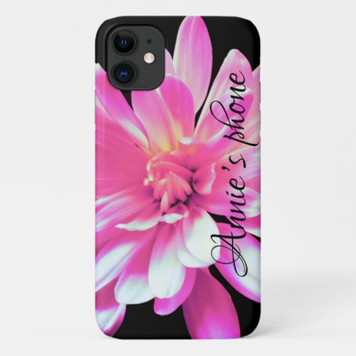 Pink daisy cosmo zinnia photo iPhone 11 case