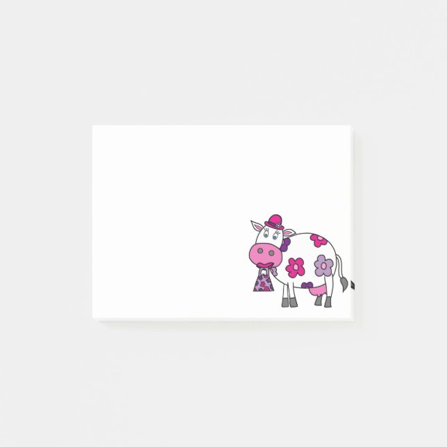 Pink Daisy Cow Post-it Notes (Front)