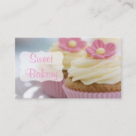 Pink Daisy Cupcake Bakery Business Card