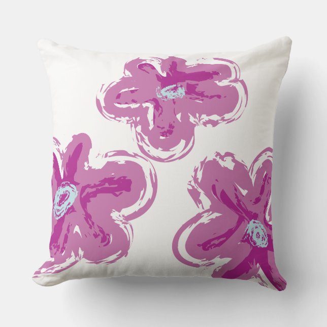 PINK DAISY DESIGN Retro Throw Pillow (Front)
