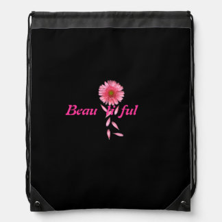 Pink Daisy Draw String Backpack
