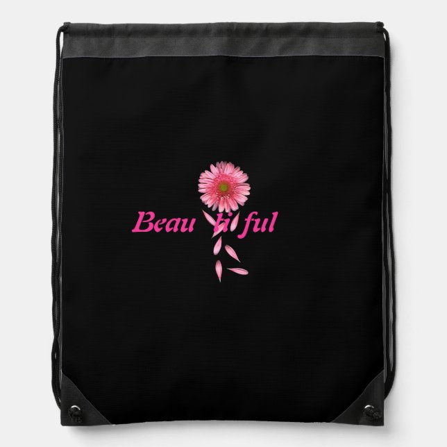 Pink Daisy Draw String Backpack (Front)