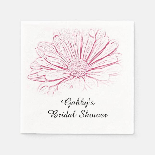 Pink Daisy Effect Floral Bridal Shower Paper Napkins (Front)